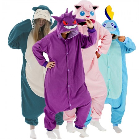 Pokemon Gengar & Umbreon & Espeon & Snorlax Onesie For Adult Halloween Group Costumes
