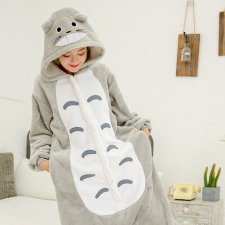 Totoro Onesie Pajamas Animal Halloween Costumes for Women & Men with Zipper