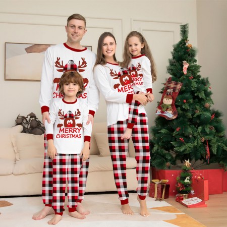 Family Christmas Pajamas Plaid Merry Christmas Printed Matching Pjs