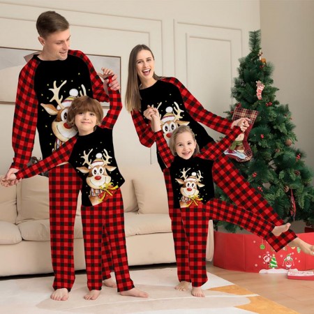 Matching Christmas Pajamas For Family Cartoon Deer Pattern Pj Sets