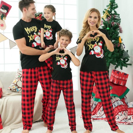 Family Christmas Pajamas Short Sleeve Santa Matching Christmas Pjs