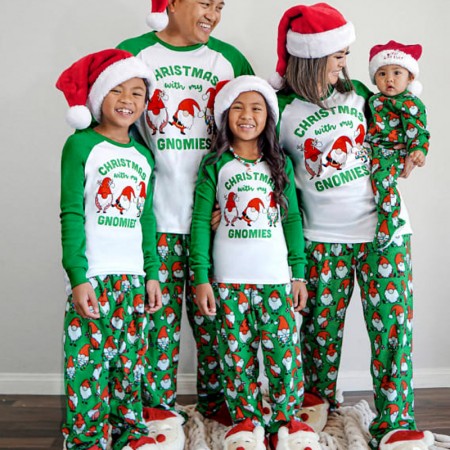 Cute Elf Print Matching Christmas Pajamas For Family