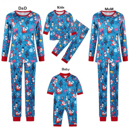 Family Christmas Pajamas Parent-child Santa Snowman Pattern Pjs Set