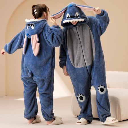 Stitch One-piece Pajamas Sleepwear Zipper Onesies for Adults