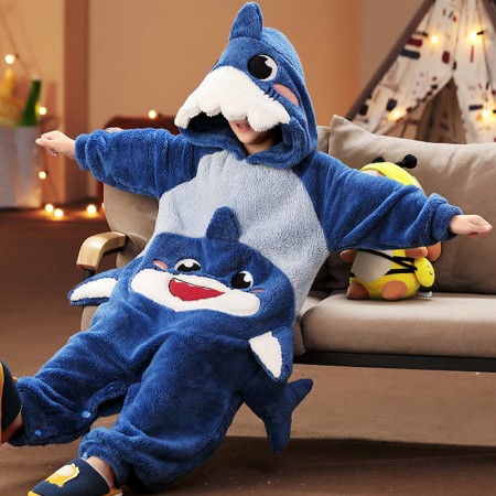 Boys Shark Onesie Pajamas One-Piece Costume