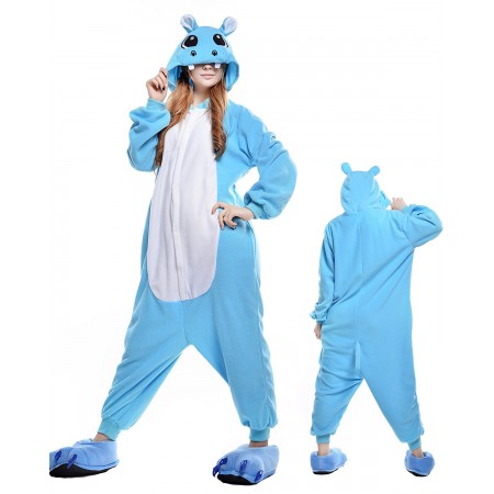 Blue Hippo Kigurumi Onesie Pajamas Animal Costumes For Adult