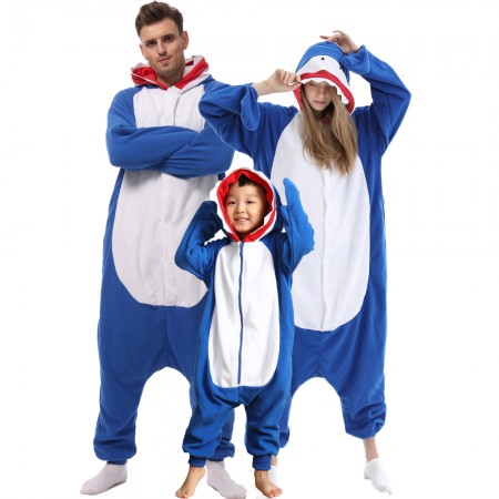 Shark Onesie Matching Family Halloween Costume for Unisex Adults & Kids