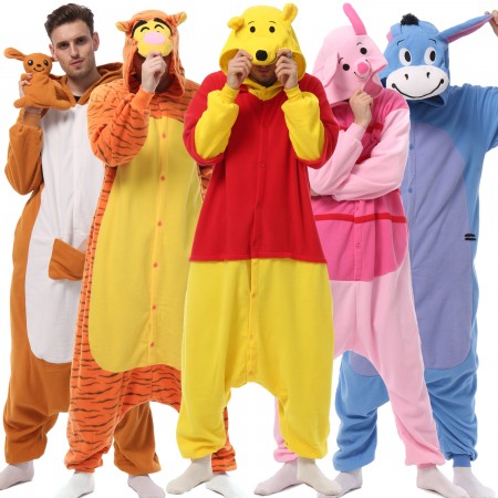 Halloween Group Costume for 4/5 Outfit for Unisex Adults & Kids Winnie the Pooh Tigger/Piglet/Eeyore/kangaroo/Owl