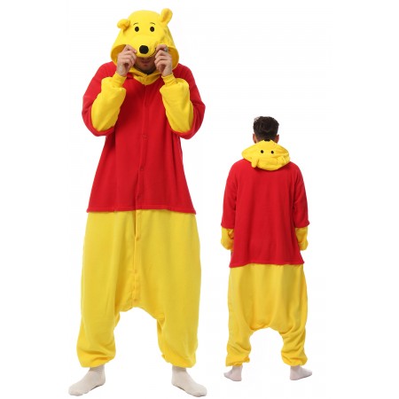 Mens Winnie the Pooh Costume Onesie Halloween Suit for Adult & Teens