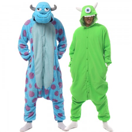 Monsters Inc Sully & Mike Wazowski Onesie Halloween Group Costume for 2 People Outfit Unisex Style