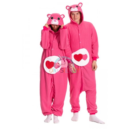 Care Bears Love-A-Lot Bear Onesie Pajamas Costume Cute Outfit Unisex Style