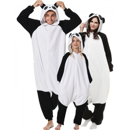 Matching Family Halloween Panda Costume Onesie Outfit For Adults & Kids