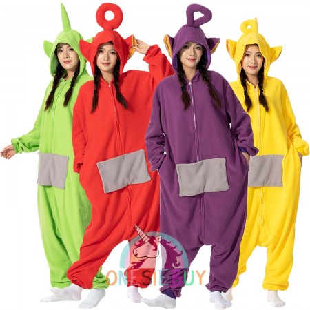 Teletubbies Onesie Laa-Laa Dipsy Tinky-Winky Po Halloween Group Costume for 4 Unisex Style Party Suit