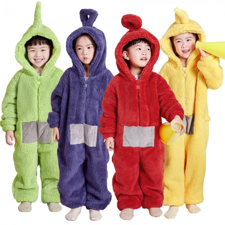 Toddler & Kids Teletubbies  Laa-Laa Dipsy Tinky-Winky Po Onesie Pajamas Cute Warm Holiday Group Costume Outfit Boys & Girls