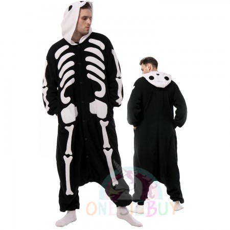Mens Skeleton Onesie Halloween Costumes Outfit Unisex
