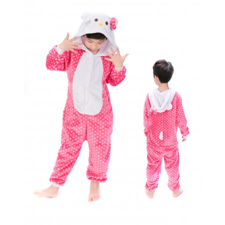 animal kigurumi pink Hello Kitty Cat onesie pajamas for kids