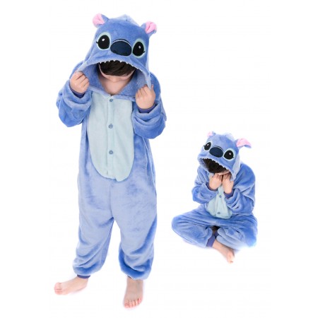animal kigurumi blue Stitch onesie pajamas for kids