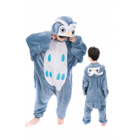 animal kigurumi blue Owl onesie pajamas for kids